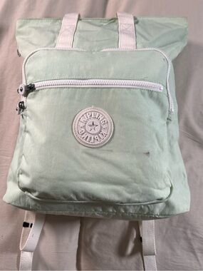 Kipling ELEVA Lightweight Convertible Backpack Tote Bag Handbag Airy Green $109